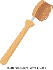 Wooden toothbrush icon. Color eco bathroom tool