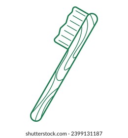 Wooden toothbrush line art. Vector illustration with sustainability theme and line art vector style. Editable vector element.