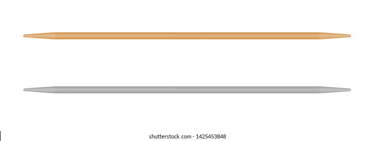 Wooden toothpick, Chinese food sticks. Isolated vector skewers on white background. Realistic illustration.