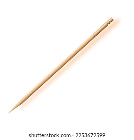 Wooden toothpick. Macro. Bamboo Toothpick small sharp. Vector