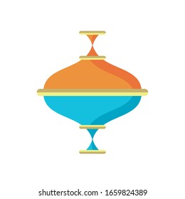 wooden top child toy flat style icon vector illustration design