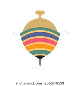 Wooden top spin toy or Wooden Lattu Spinner or gasing asian traditional toy illustration vector.