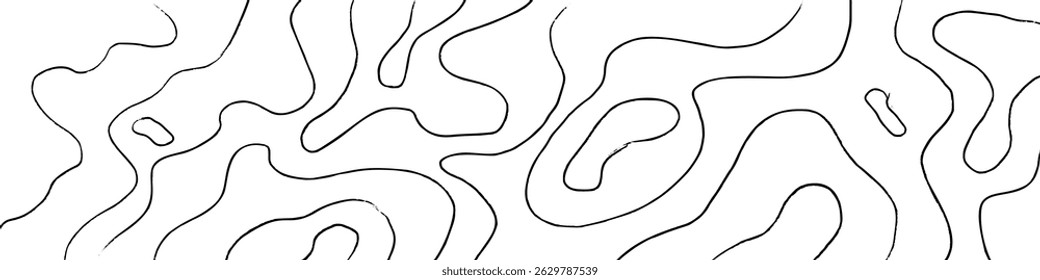 Mapa topográfico de madeira com padrão de linha de contorno. Ilustração de vetor plano isolada em fundo branco.