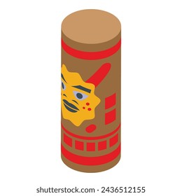 Wooden totem icon isometric vector. Island animal. Party native tribal