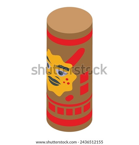 Wooden totem icon isometric vector. Island animal. Party native tribal