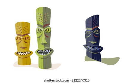 wooden totem.vector illustration.isolated on a white background.print.textiles,wallpaper,background.design for your business.