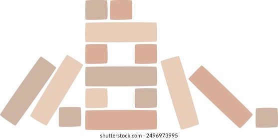 Ilustración vectorial de derrumbe de juego de torre de madera