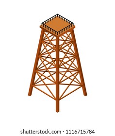 Wooden tower Industrial isometry isolated. Vector illustration
