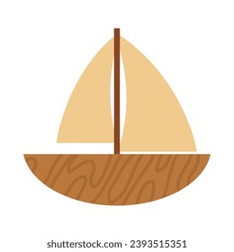 wooden toy boat vector isolated