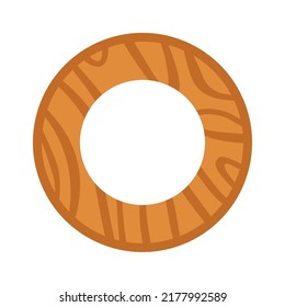 Wooden Toy Circle With A Hole Icon. Vector Illustration