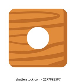 Wooden Toy Square With Hole Icon. Vector Illustration