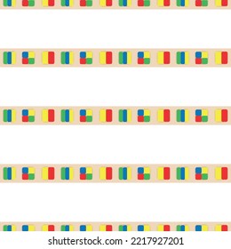 Wooden toys for kids games. Baby seamless pattern with Montessori subject. Education logic toys for preschool kids. Montessori system for early childhood development.