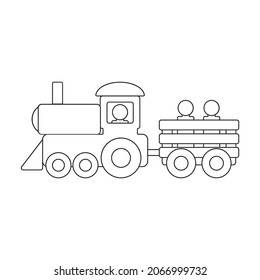Icono vectorial de tren de madera.Icono vector contorno aislado en tren de madera de fondo blanco.