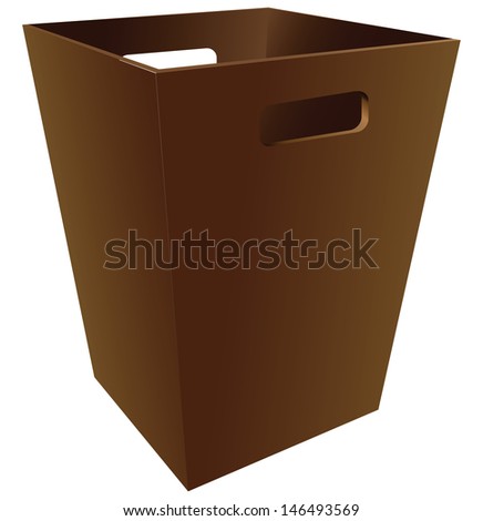 A wooden Trash Bin for the office. Vector illustration.