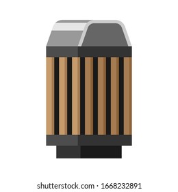 Wooden trash can illustration. Image icon of trash can for parks and squares.