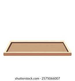 Wooden tray. Stand for items. Vector flat object