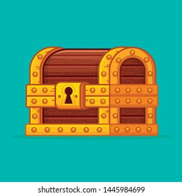 Wooden treasure chest closed shut