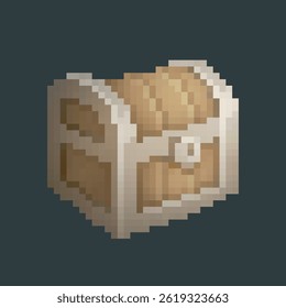 wooden treasure chest in pixel art style