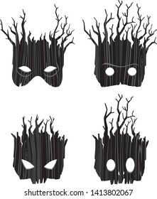 Wooden Tree Bark Mask for Halloween Set
