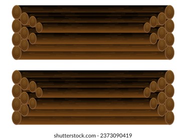 wooden trees and logs piled up. vector cartoon cut of wood, natural, carpentry material