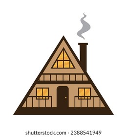 Wooden Triangle Hut Vector Illustration