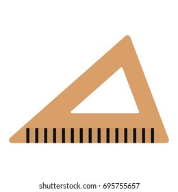 Wooden triangular ruler school and office supplies flat icon, vector sign, colorful pictogram isolated on white. Symbol, logo illustration. Flat style design