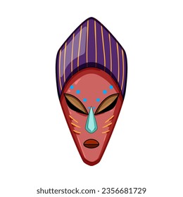 wooden tribal mask cartoon. africa hawaii, aztec traditional, party summer wooden tribal mask sign. isolated symbol vector illustration