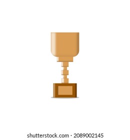 Wooden trophy icon illustration. Wooden trophy isolate on white background.