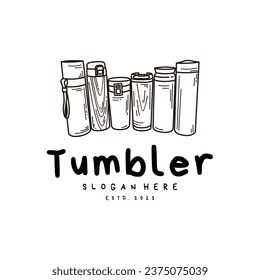 Wooden Tumbler Retro Vintage Line Art Logo Design