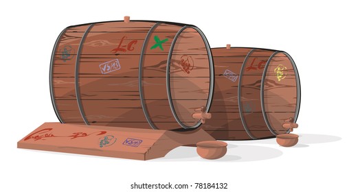 Wooden tuns, vector