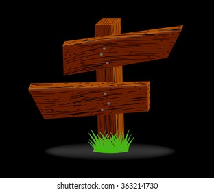Wooden two pointer on black, vector, 10eps.
