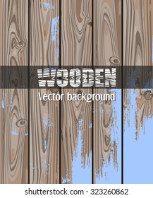 Wooden  vector background with blue paint on it