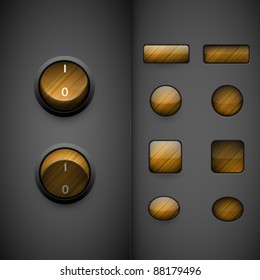 wooden vector buttons