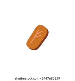 Wooden vector Fehu icon and runic elements of the Footboard, highlighted on a white background. Ancient and mystical symbols for magical practices and esoteric design