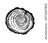 Wooden vector hand drawn cartoon doodle cut slice. Forest camping element.