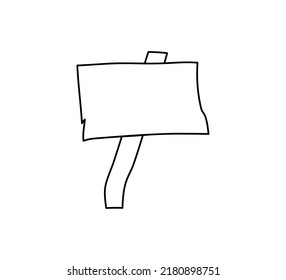 Wooden Vector hand drawn sign board. monoline element with place for text. illustration wood signboards plank road doodle style.