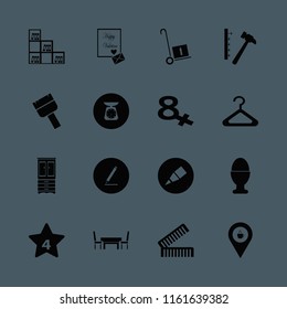wooden vector icons set. with combs, table chairs, cupboard and handcart in set