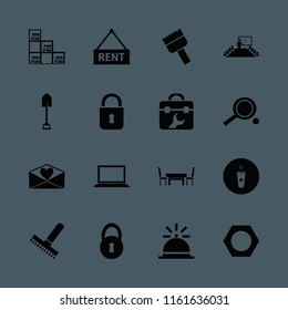 wooden vector icons set. with heart envelope, house rent, paint brush and present new idea in set