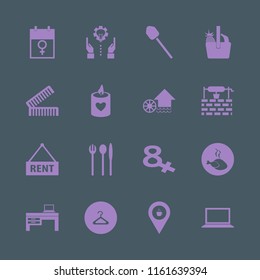 wooden vector icons set. with technology progress, laptop, water mill and combs in set