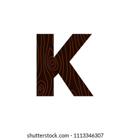 Wooden Vector Logo Letter K. K Letter Design Vector