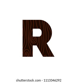 Wooden Vector Logo Letter R. R Letter Design Vector