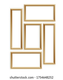 Wooden vector photo frame collection. 3D picture frame design vector for image or text. Vector illustration