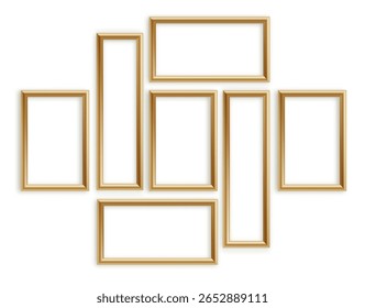 Wooden vector photo frame collection. 3D picture frame design vector for image or text