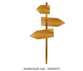 Wooden vector pole with blank arrows for your text