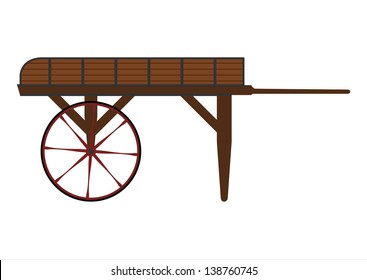 Wooden vendors cart. Vector.