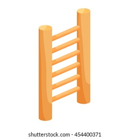 Wooden vertical ladder icon in cartoon style isolated on white background. Stairs symbol