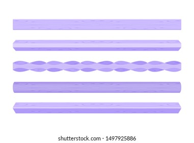 wooden vertical lath different purple pastel soft colors isolated on white background, wooden slat poles purple pastel color, lath wood vertical, wood slat posts, set wood slats, lumber wood pastel