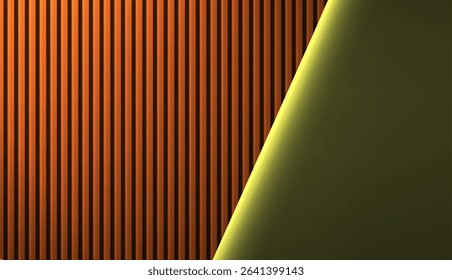 Wooden vertical lines with neon light background. Abstract minimal scene for mockup presentation, cosmetic products, stage showcase, promotion display.