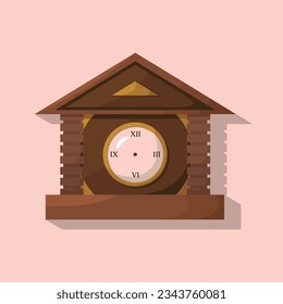 Wooden Vintage Clock Without Hands Vector