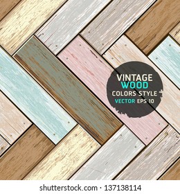 Wooden vintage color seamless texture background. vector illustration.